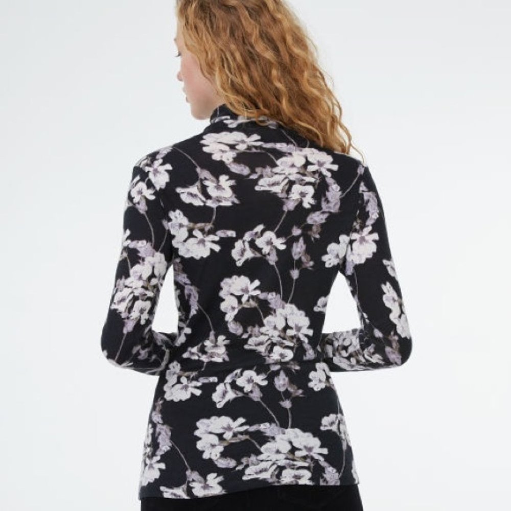 CLUB MONACO Julie Turtleneck Black Floral XS - Picture 2 of 7